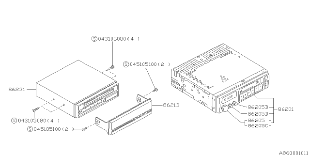 1999 Subaru Outback Audio Parts - Radio Diagram