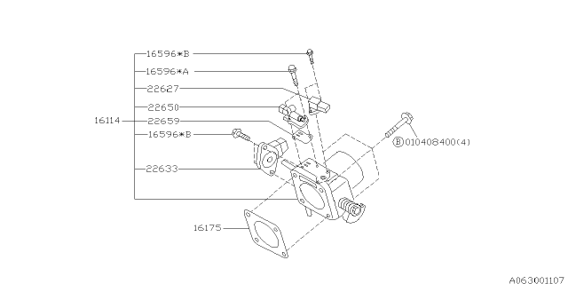 1999 Subaru Legacy Throttle Body Assembly Diagram for 16114AA82D