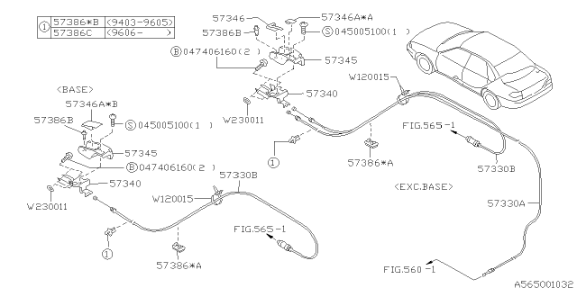 1995 Subaru Legacy Fuel Flap & Opener Diagram 1