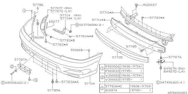 1999 Subaru Legacy Front Bumper Diagram 1