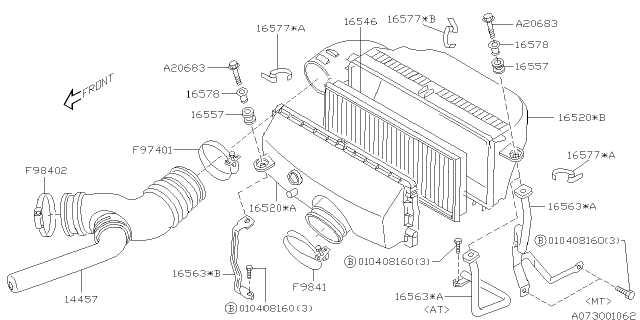 1999 Subaru Outback Air Cleaner Stay Diagram for 16563AA170