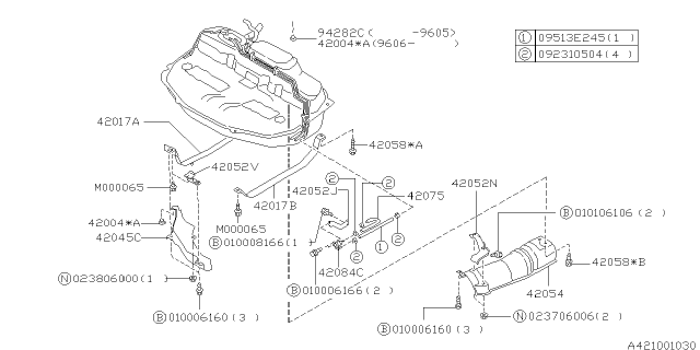 1997 Subaru Legacy Fuel Tank Protector Diagram for 42061AA052