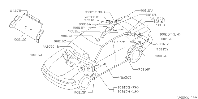 1998 Subaru Outback INSULATOR Rear Bulk Side RH Diagram for 90815AC730