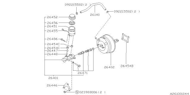1998 Subaru Outback Vacuum Hose Diagram for 26151FA000