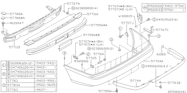 1996 Subaru Outback Rear Bumper Diagram 1