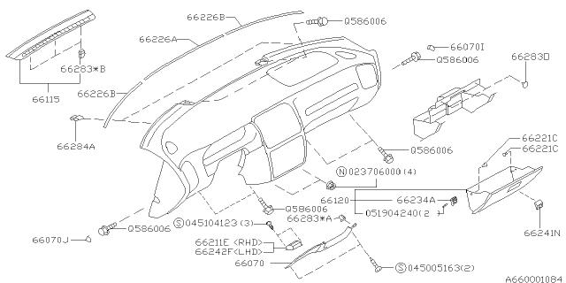 1999 Subaru Legacy Cover OBD 2 LH Diagram for 66720AC061ML