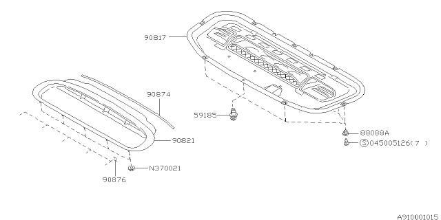 1999 Subaru Legacy Location Rubber Diagram for 91143AC010