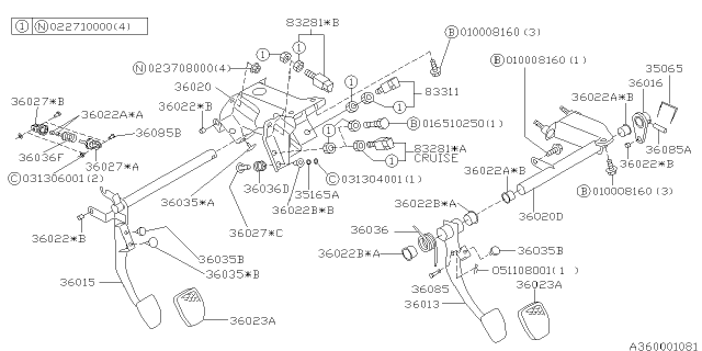 1999 Subaru Legacy Pedal System - Manual Transmission Diagram 4
