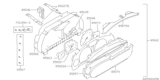 1995 Subaru Legacy Speedometer Assembly Diagram for 85020AC060