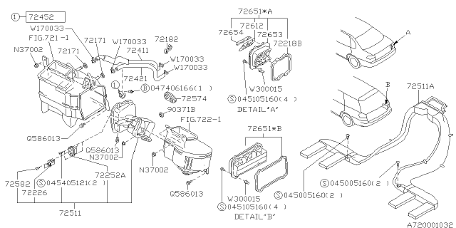 1999 Subaru Outback Bracket Diagram for 72052AA110