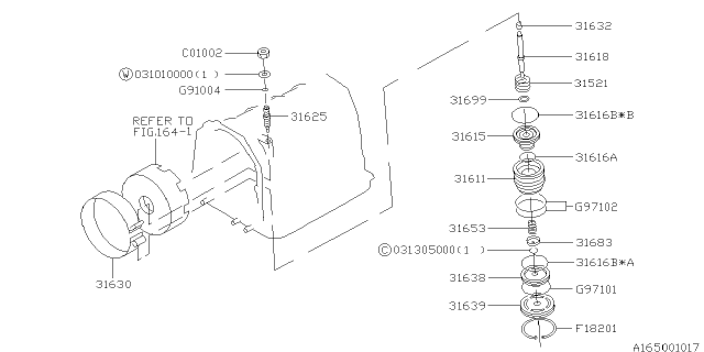 1996 Subaru Outback Pin Anchor End Diagram for 31625AA010