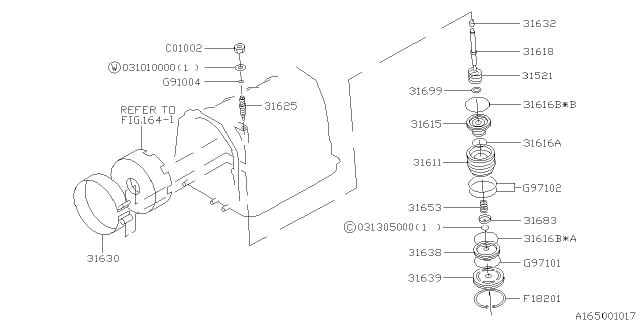 1996 Subaru Outback Washer Thrust BANDO Diagram for 31699AA010