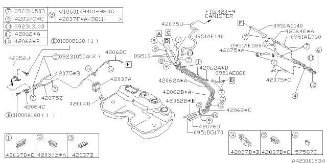 1998 Subaru Legacy Roll Over Valve 5DR Diagram for 42084KC070