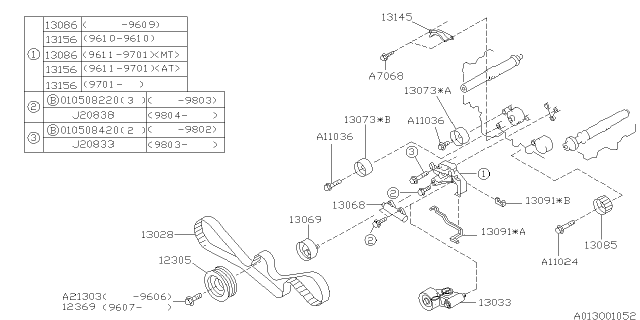 1998 Subaru Outback Camshaft & Timing Belt Diagram 1