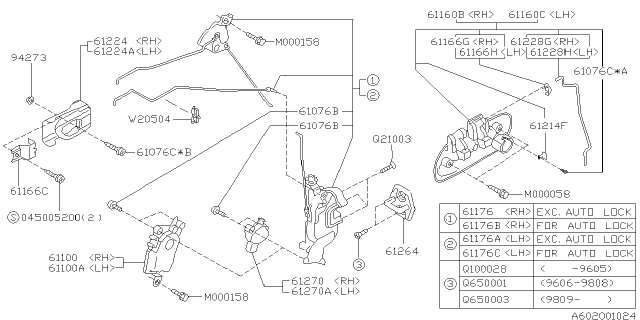 1998 Subaru Legacy Handle Assembly-Front Door Outer Left Diagram for 62450AC030RD