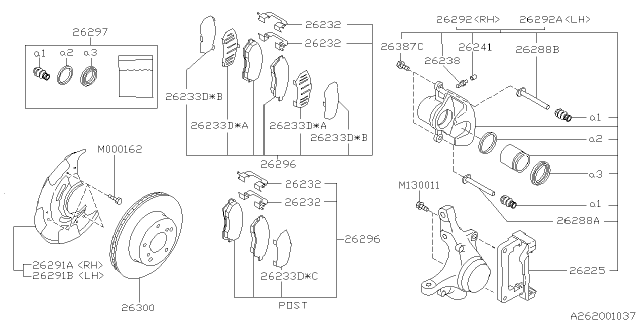 1999 Subaru Legacy Support Diagram for 26226AC000