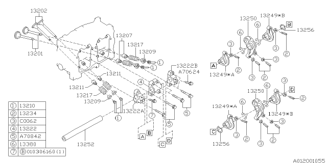 1997 Subaru Outback PT040299 Valve Exhaust Diagram for 13202AA320