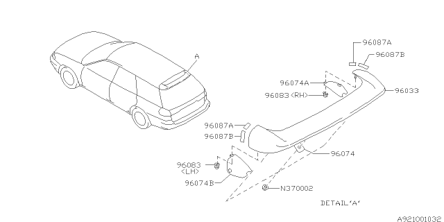 1999 Subaru Legacy Packing A Diagram for 96059AC290