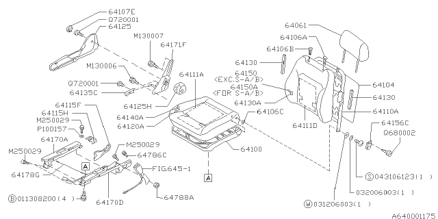 1998 Subaru Outback Heater Unit Seat Back Diagram for 64290AC520