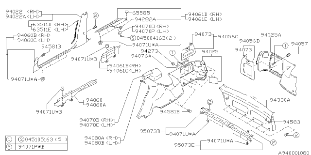 1995 Subaru Legacy Side SILL Front Inner LH Diagram for 94060AC610