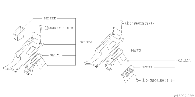 1996 Subaru Outback Pocket Cover Rear Diagram for 92062AC030