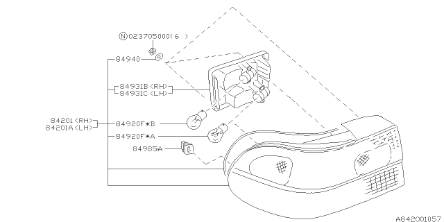 1997 Subaru Legacy Rear Combination Lamp Diagram for 84201AC091