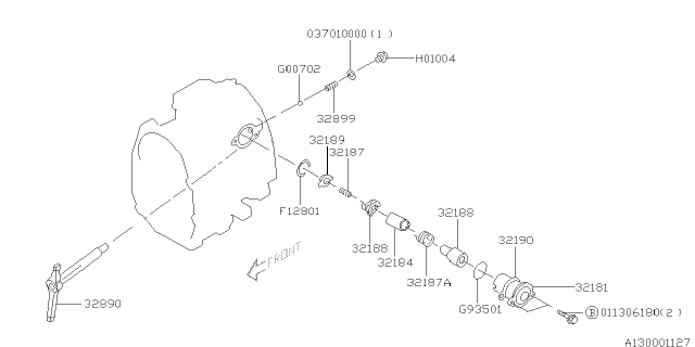 1998 Subaru Outback Shifter Fork & Shifter Rail Diagram 2