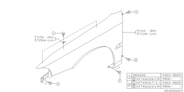 1996 Subaru Legacy Fender Diagram