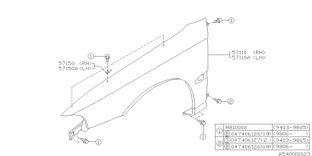 1999 Subaru Outback Fender Diagram