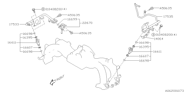 1999 Subaru Outback Fuel Pipe Diagram for 17533AA212