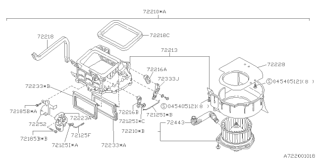 1999 Subaru Legacy Heater Blower Assembly Diagram for 72210AC150