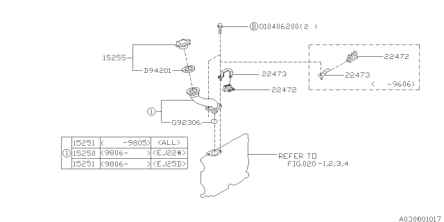 1996 Subaru Outback Spark Plug Cord Stay Diagram for 22473AA580