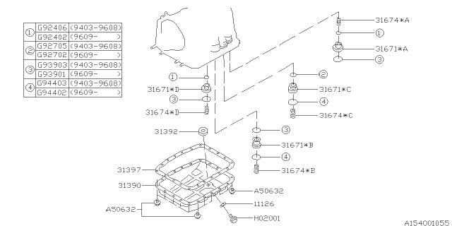 1996 Subaru Outback Automatic Transmission Case Diagram 2