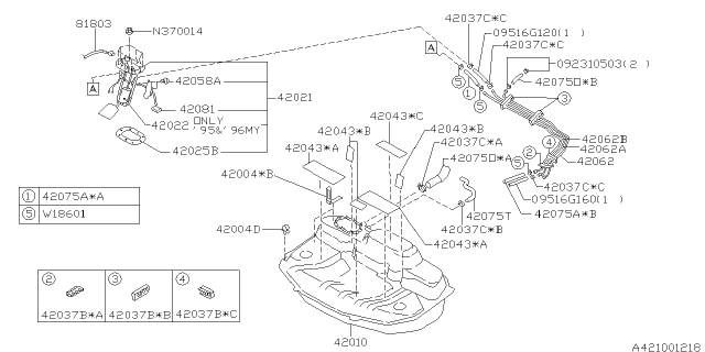 1996 Subaru Outback Fuel Unit Cord Diagram for 81802AC020