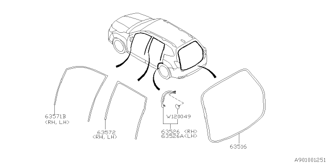 2021 Subaru Forester Weather Strip Diagram 1