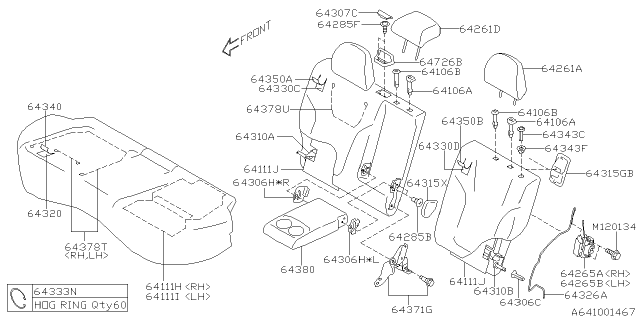 2019 Subaru Forester Back Rest Seat Cover Assembly Left Diagram for 64350SJ010QA