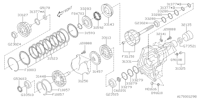 2021 Subaru Forester Automatic Transmission Transfer & Extension Diagram