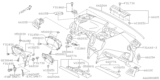 2019 Subaru Forester ORN PNL Assembly P LHD Diagram for 66077SJ500