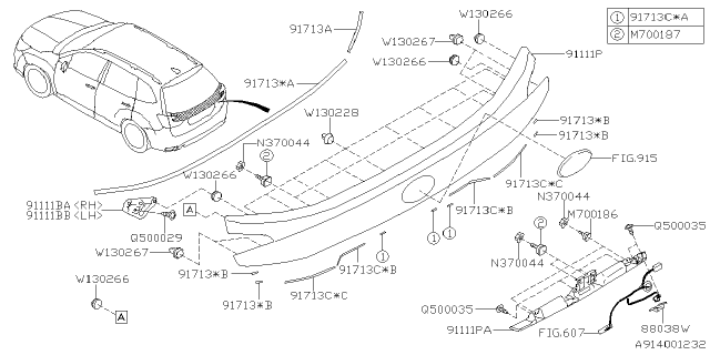 2020 Subaru Forester Outer Garnish Diagram 2