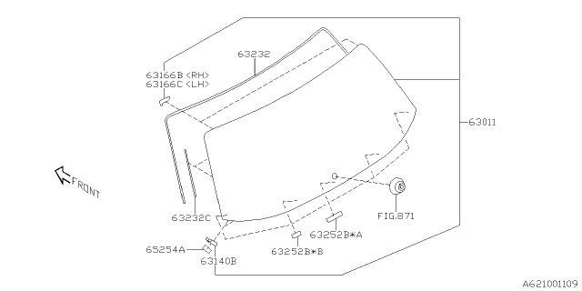 2020 Subaru Forester Dam Rubber Rear Gate Glass Diagram for 63232SG000