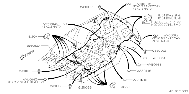 2020 Subaru Forester Wiring HARN R RH Diagram for 81503SJ200