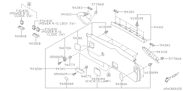 2019 Subaru Forester Cap Trim Panel Rear Gate Diagram for 94380FL020VH