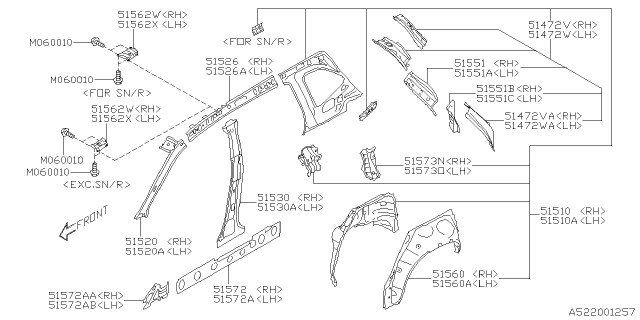 2019 Subaru Forester REINF SILL Side F LH Diagram for 51573FL0309P