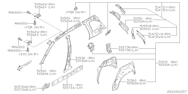 2019 Subaru Forester Rail Sd COMPL In LH Diagram for 51525SJ0109P