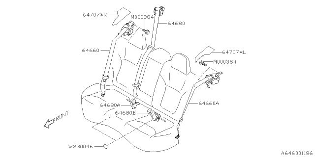 2019 Subaru Forester Cap Belt LH Diagram for 64707SJ010ME