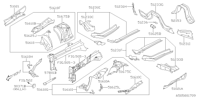 2019 Subaru Forester Frame Sd Fr Cp LH Diagram for 51620SJ0509P