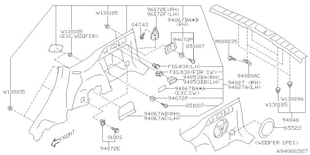 2020 Subaru Forester Trim PNL Ay APRONRH Diagram for 94027SJ140VH