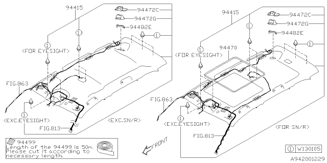 2021 Subaru Forester Trim PNL Assembly Rf Sub Diagram for 94415SJ020ME