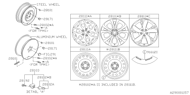 2019 Subaru Forester Spare Tire Wheel Rim Donut Disc Diagram for 28151SJ010