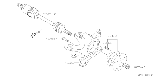 2021 Subaru Forester Rear Axle Hub Wheel Bearing Unit Diagram for 28473VA010